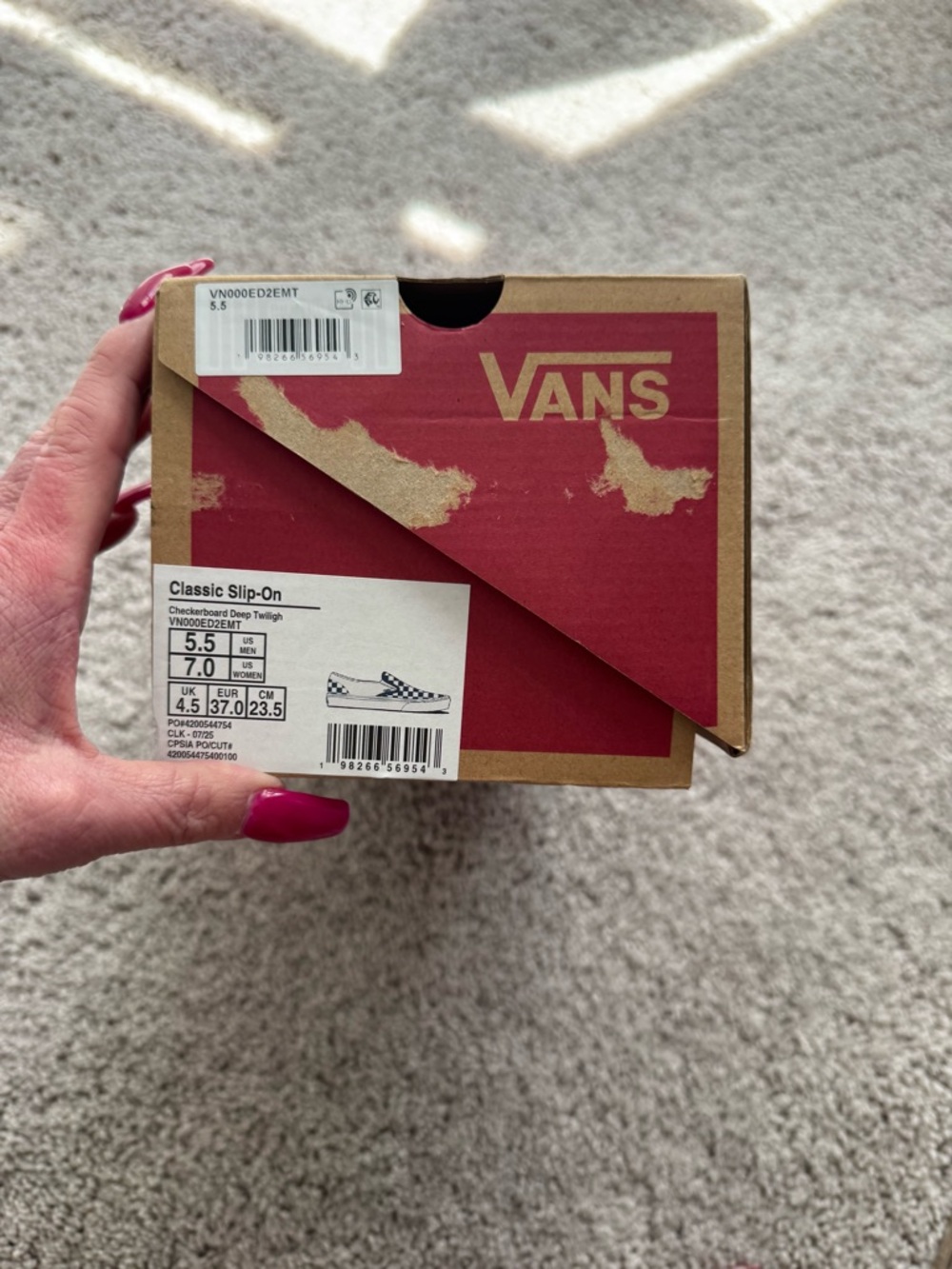 Scoop up  Vans Slip-On Sneakers in Navy and White Checkerboa - Picture 6 of 9